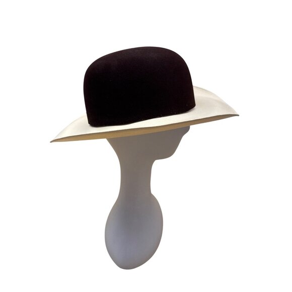 Larry Mahan's by Milano Hats  Brown & White Women Felt Straw Hat Size 6 7/8 55 - Picture 3 of 10